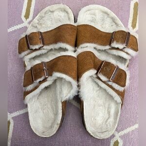 Shearling lined Birkenstock Arizona